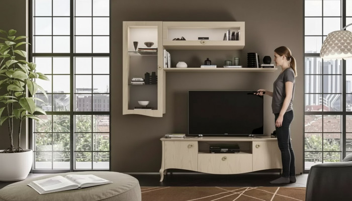 Luxus Fernsehstänner - Stotzwaun, Wunnzëmmer RTV Louboard Wandsregaler Beige Wunng wand Nei