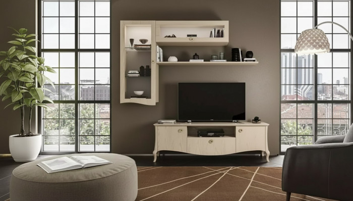 Luxus Fernsehstänner - Stotzwaun, Wunnzëmmer RTV Louboard Wandsregaler Beige Wunng wand Nei
