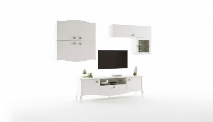 Luxus TV-Stänner Wunnzëmmer RTV Lowboard Sideboard Wunnwand Wäiss Nei