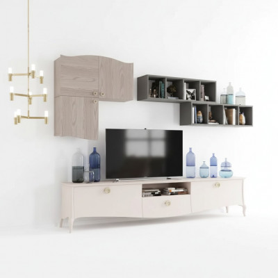 Wunnwand RTV Wandkabinett Regal Wunnzëmmer Holz Schief Wand Regaler