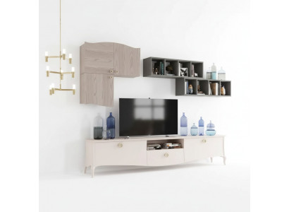 Wunnwand RTV Wandkabinett Regal Wunnzëmmer Holz Schief Wand Regaler
