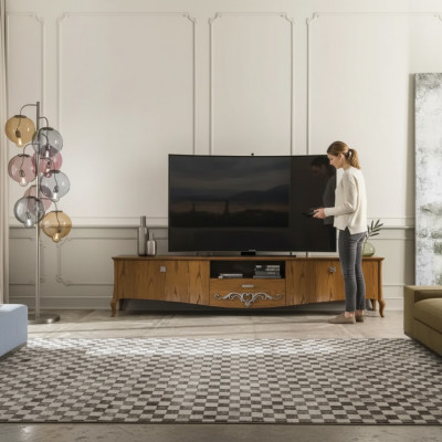 TV-Ständer rtv Wunnzëmmer Design Regal Braun Holz Lowboard Italien Nei
