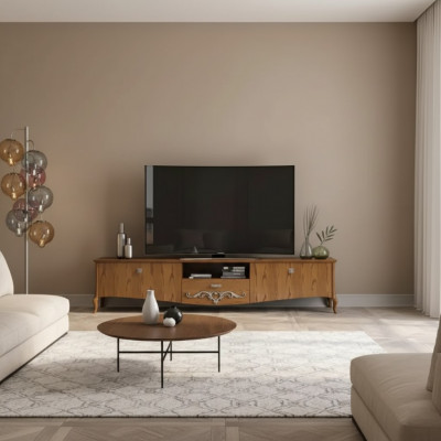 TV-Ständer rtv Wunnzëmmer Design Regal Braun Holz Lowboard Italien Nei