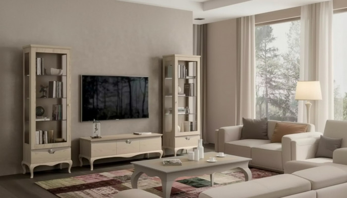Wunnzëmmer rtv Vitrin Wunnwand Schief Design Art déco Vitrinen Set