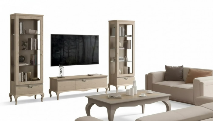 Wunnzëmmer rtv Vitrin Wunnwand Schief Design Art déco Vitrinen Set