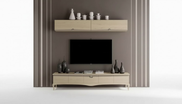TV Rescht Wandregal Holzdësch Wandregal Beige Klassesch Design Neit