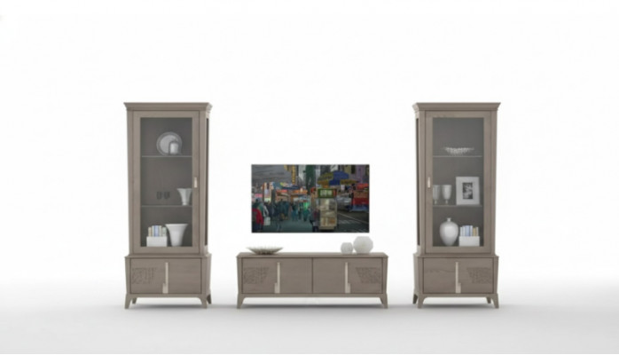 Wunnmauer Klassesch TV-Stänner Wunnzëmmer Vitrinn Sideboard Gro 3-deleg.
