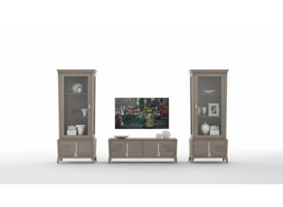 Wunnmauer Klassesch TV-Stänner Wunnzëmmer Vitrinn Sideboard Gro 3-deleg.