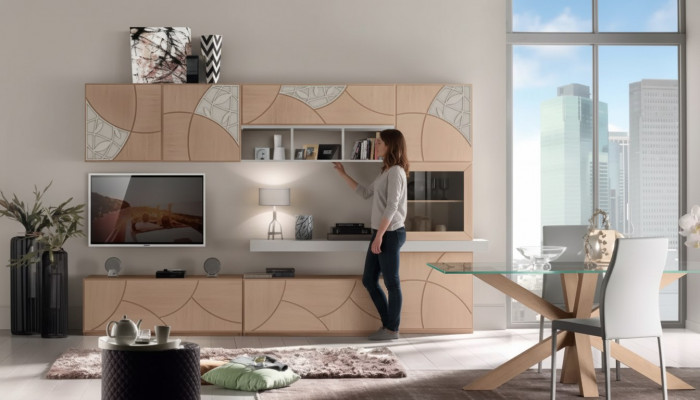 Klassesch Wunnwand Wunnzëmmer Sideboard RTV Regal Wänn Schaf Nei