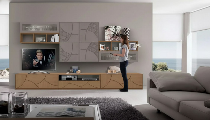 Design Wandcloset Regal Stuffzëmmer Holz Schief Wandregaler Italien Nei