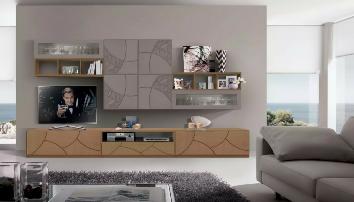 Design Wandcloset Regal Stuffzëmmer Holz Schief Wandregaler Italien Nei