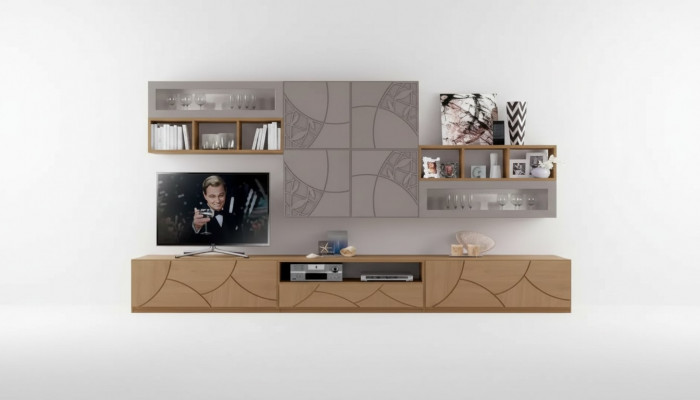 Design Wandcloset Regal Stuffzëmmer Holz Schief Wandregaler Italien Nei