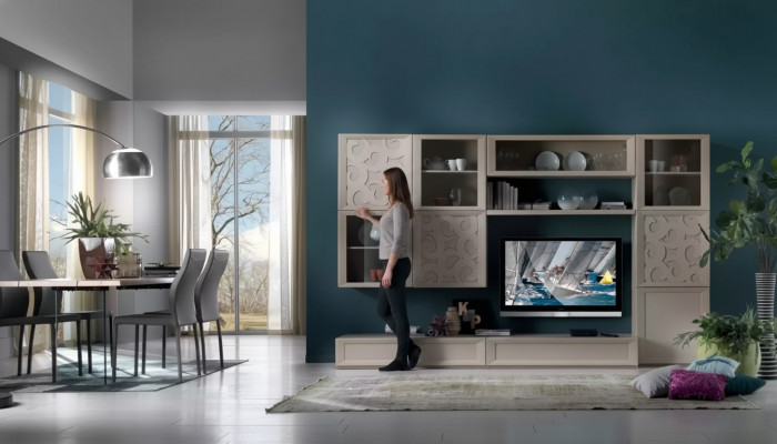 Wunnzëmmer Set Vitrin Kommode Wunnwänn TV-Stänner Design Schaf Nei