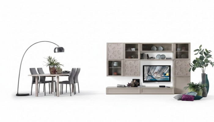 Wunnzëmmer Set Vitrin Kommode Wunnwänn TV-Stänner Design Schaf Nei