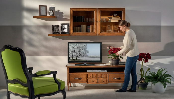 Grupp Wunnwand RTV Lowboard TV Stänner Modern Braun Wunnzëmmer Set