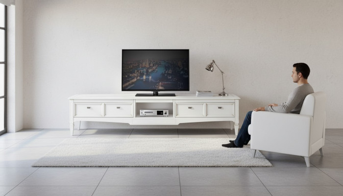 Wunnzëmmer Stänner Miwwelen RTV Fernseh Sideboard Stil Wäiss Luxus Holz