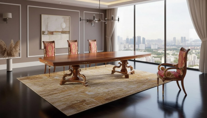 Design Luxus Dëscher Iesszëmmer Italienesch Miwwelen Dësch Braun Iessdëscher Nei