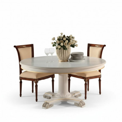 Holz Iesszëmmer Design Miwwelen Ronn Dësch Wäiss Iessdësch Klassesch Iesszëmmer Nei