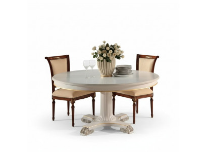 Holz Iesszëmmer Design Miwwelen Ronn Dësch Wäiss Iessdësch Klassesch Iesszëmmer Nei