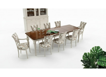 Iesszëmmer Garnitur Dësch 8x Still Dëschgarnitur Grupp Set Italien Holz