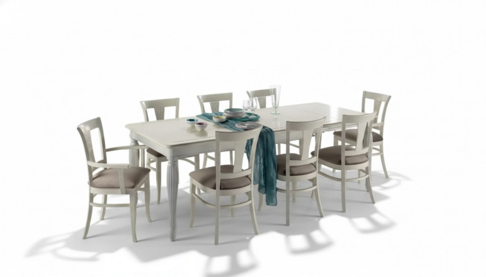 Komplett Set Iessdësch 8x Still Luxus Iesszëmmer Garnitur Wäiss Italienesch