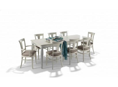 Komplett Set Iessdësch 8x Still Luxus Iesszëmmer Garnitur Wäiss Italienesch