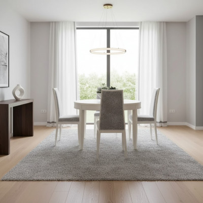 Iessdësch Garnitur Grupp Iesszëmmer Dësch Set 4x Still Holz 5tlg Beige
