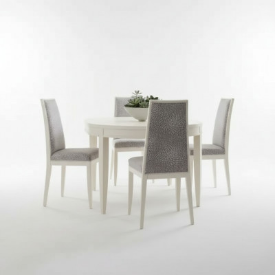 Iessdësch Garnitur Grupp Iesszëmmer Dësch Set 4x Still Holz 5tlg Beige