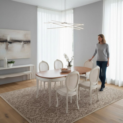 Italienesch Miwwel Designer Holz Dësch Sëtz Polster Iess Zëmmer 4x Still