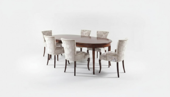 Design-Iesszëmmer-Set 5-Deeler: Miwwelen-Stolgroupe-Dësch 4x Stull-Garnitur