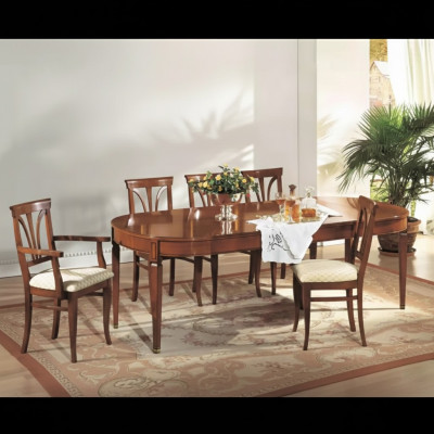 Iesszëmmer Set Iess Grupp Holz Dësch 7tlg Komplett Set Iessdësch 6x Stullën