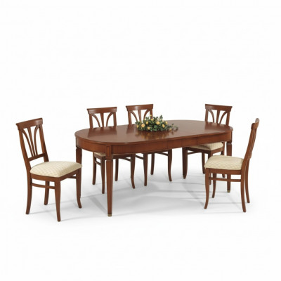 Iesszëmmer Set Iess Grupp Holz Dësch 7tlg Komplett Set Iessdësch 6x Stullën