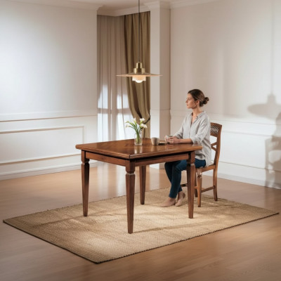 Iesszëmmer Miwwelen Dëscher Quadratesch Holz Brong Iessdëscher Massivholz Neien