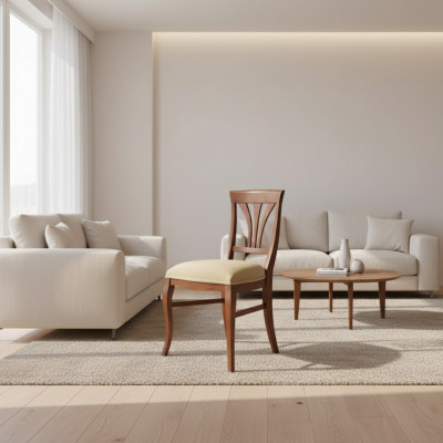Stull ouni Aarmleeën Iesszëmmerstull Holz Iesszëmmer brong Design klassesch