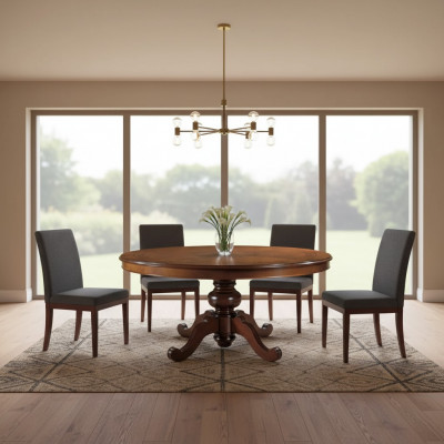 Iessdësch Braun Ronn Klassesch Iessenzëmmer Luxus Holz Dëscher Design Nei