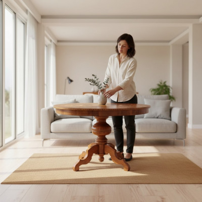 Iessen Dësch Iesszëmmer Braun Ronn Klassesch Dësch Design Holz Luxus Miwwelen