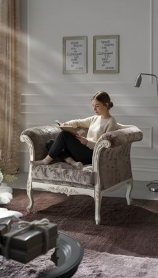 Fotell 1-Sëtz Polstersofa Design Luxus Textil Kanapé Grau Sofa Nei