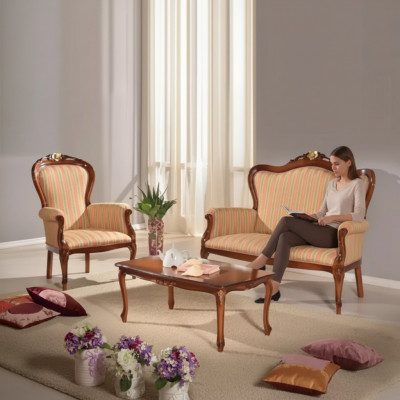 Sofa Garnitur 2 Sëtzer Set Design Sofa Polster Canapé Klassesch Luxus Neit