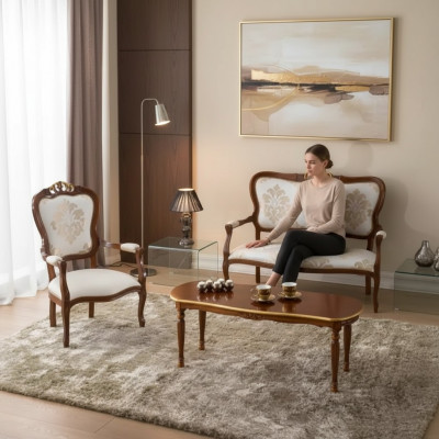 Sofagang Set Design Sofa 2-Sëtzer Fotel Couch Klassesch Luxus Neit