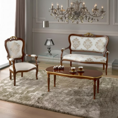 Sofagang Set Design Sofa 2-Sëtzer Fotel Couch Klassesch Luxus Neit
