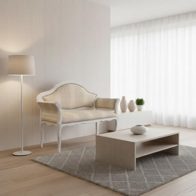 Luxus 2-Sëtzer Canapé Polster Sofa Textil Stoff Couchen Klassesch Nei
