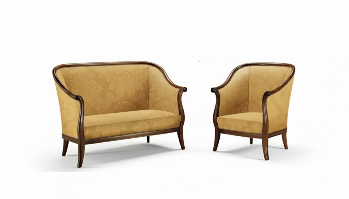 Canapé Couchage Polster Klassesche 2-Sëtzer Fotell Giel Italieneschen Stil