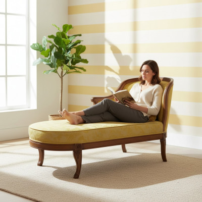 Chaiselongue Stoff Canapé Siddelchen Chaise Klassesch Giel Couch Textil Neit