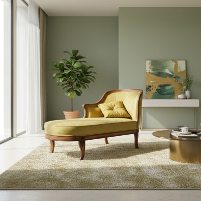 Chaiselongue Stoff Canapé Siddelchen Chaise Klassesch Giel Couch Textil Neit