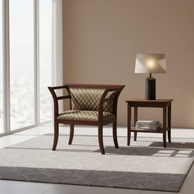 Iesszëmmer Holz Still Polster mat Armlehn Still Brong Design Wunnzëmmer