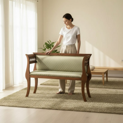 Sitzbank Klassesch Designer Sitzmiwwel Wunnzëmmer Polsterbank Braun