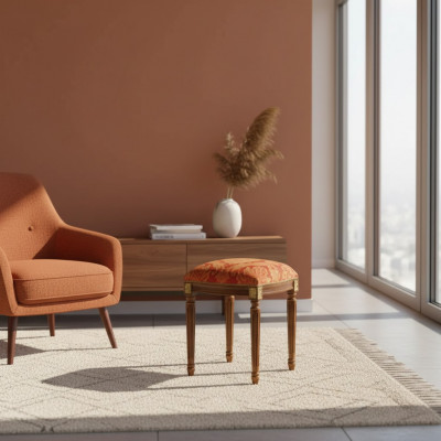 Hocker Sëtz Design Polster Fouss-Schemel Klassesch Textil Nei Ottomane