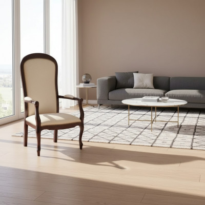 Wunnzëmmersessel 1 Sëtz Couch Polster Luxus Textil Design Holz Miwwelen