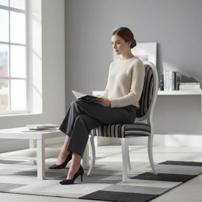 Stull Lehnstuhl Massiv Klassesch Holz Textil Fauteuil Lounge Polster Nei
