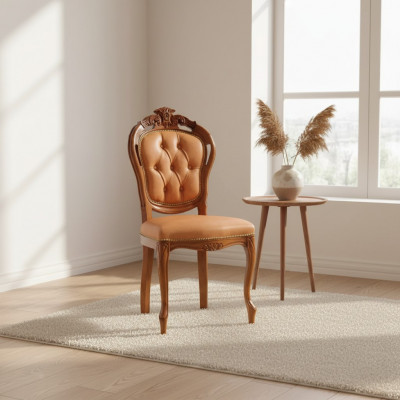 Luxus Stull Braun Iesszëmmer Designer Holz Miwwelen Stull ouni Armleen.